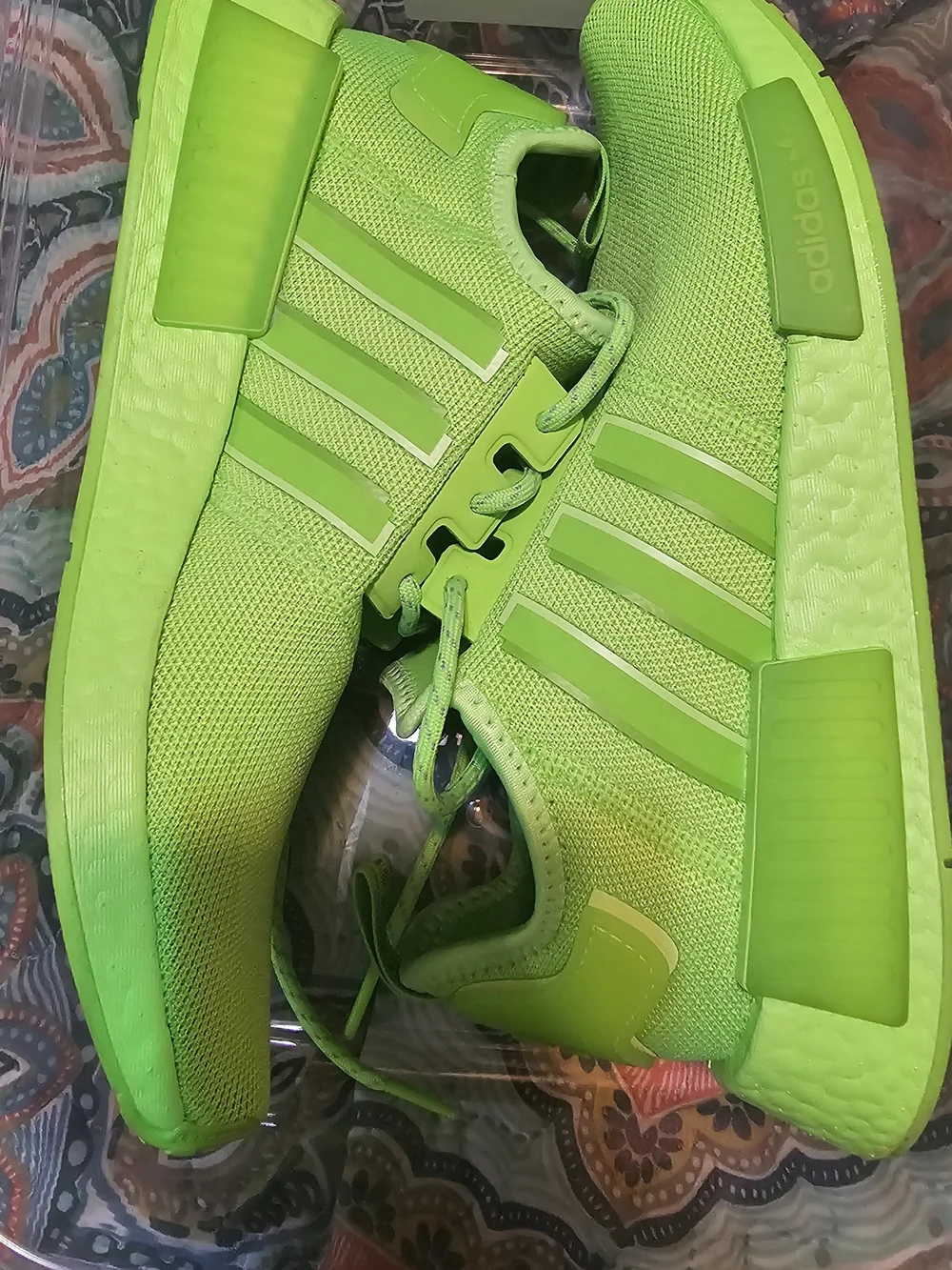 adidas Neon Green Slip-On Athletic Sneakers Womens Size 8.5 Or Mens 10